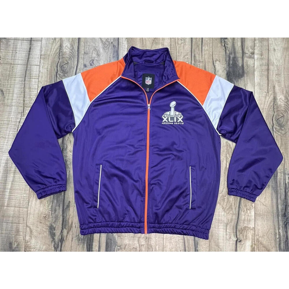 Super Bowl XLIX Arizona G-III Track Jacket Embroidered Purple L 2015 NFL heavy .